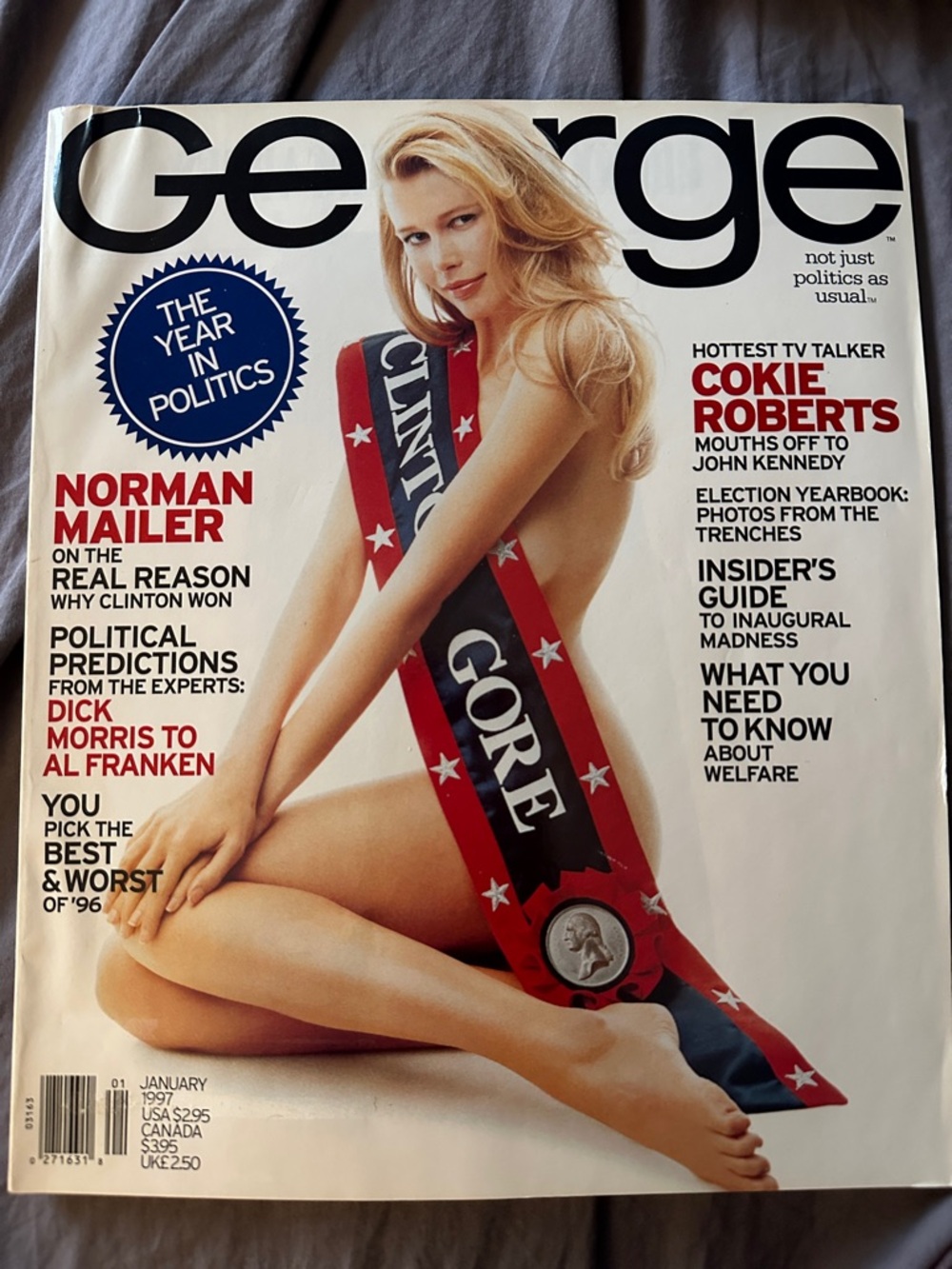 George Magazine JFk Jr. Claudia Schiffer. January 1997